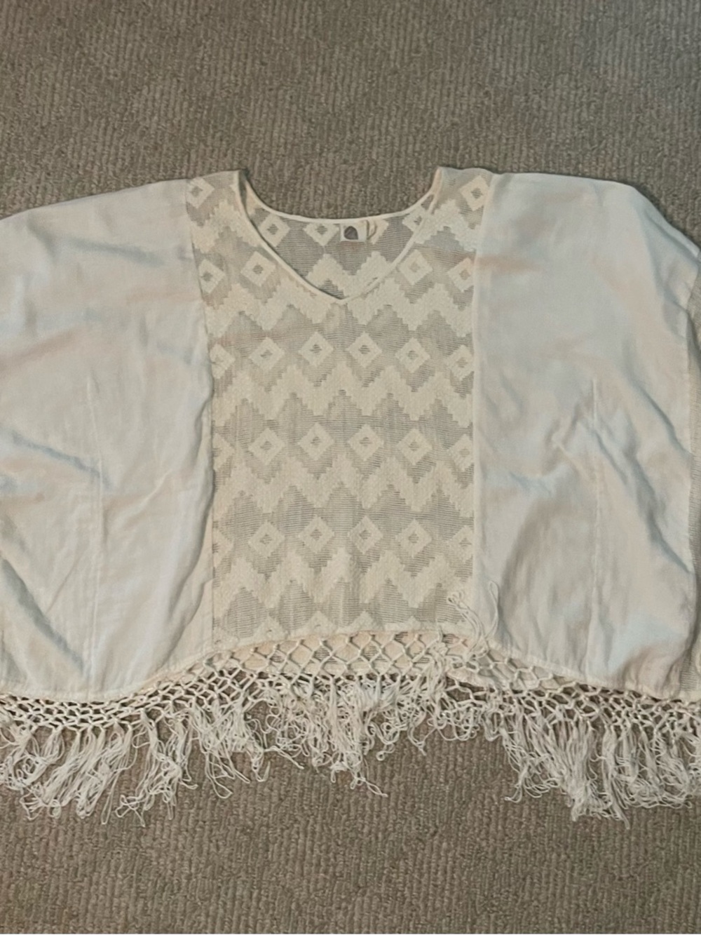 Anthropologie Cream Crochet Fringe Swim Coverup